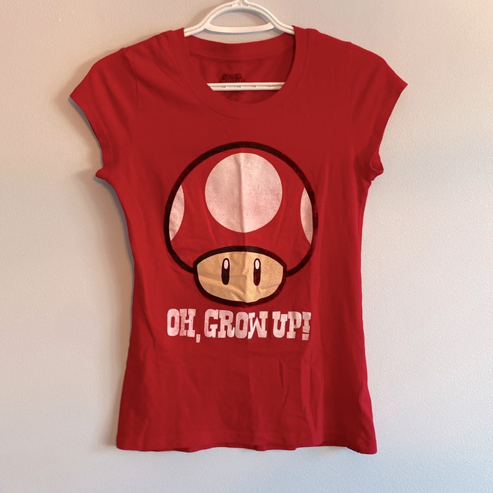 Super Mario Life Up Mushroom Red T-shirt Short Sleeve